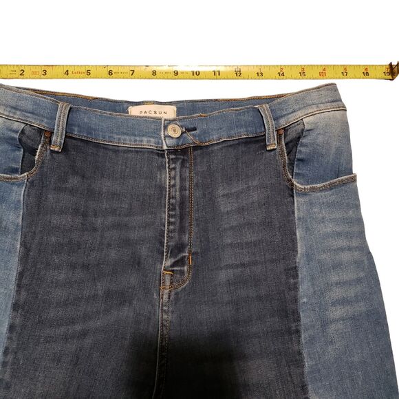 PacSun High-Rise Ankle Jegging Two-Tone Denim Frayed Hem Jeans Women's Size 32 - Picture 11 of 12